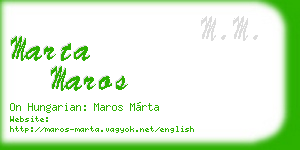 marta maros business card